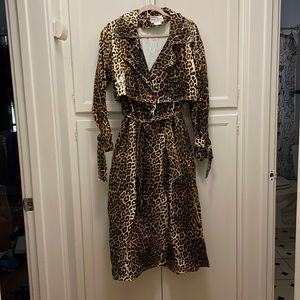 Vintage 80s leopard raincoat trench coat